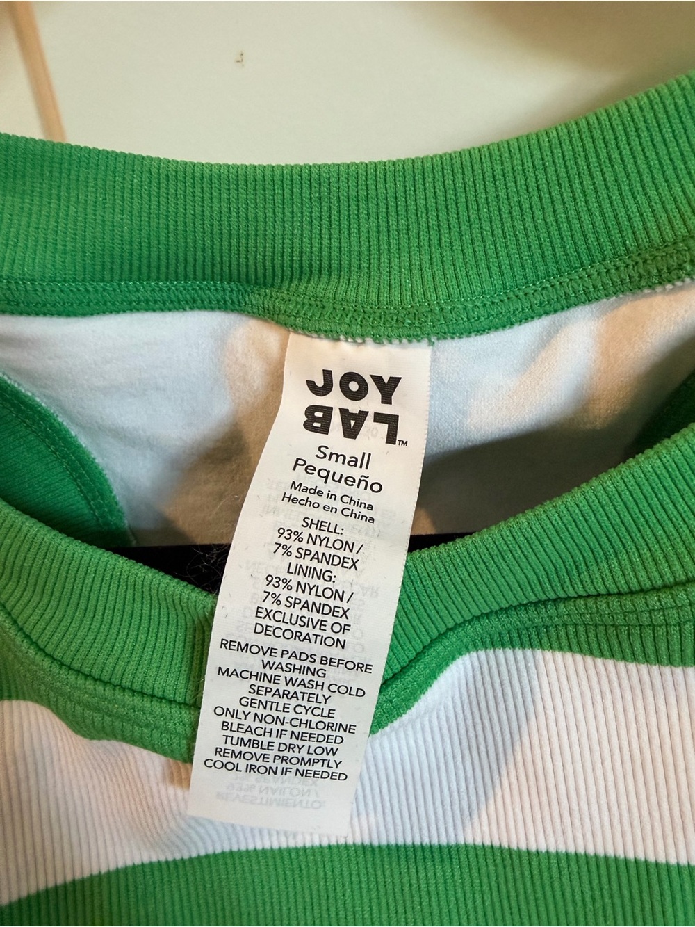 JoyLab Green and White Striped Racerback Crop Tank - Picture 4 of 4